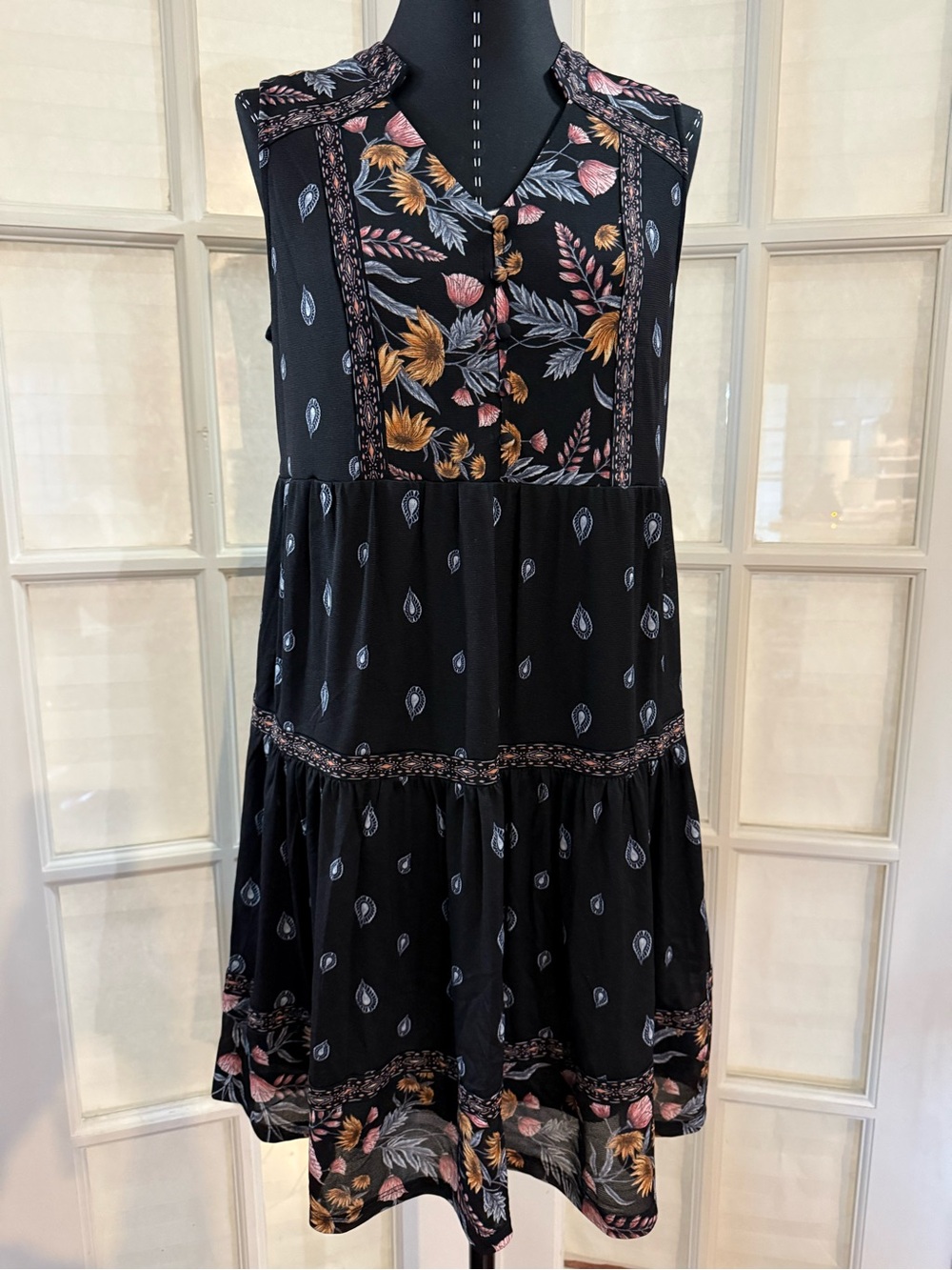 Style & Co. Black Floral Paisley Mix Dress